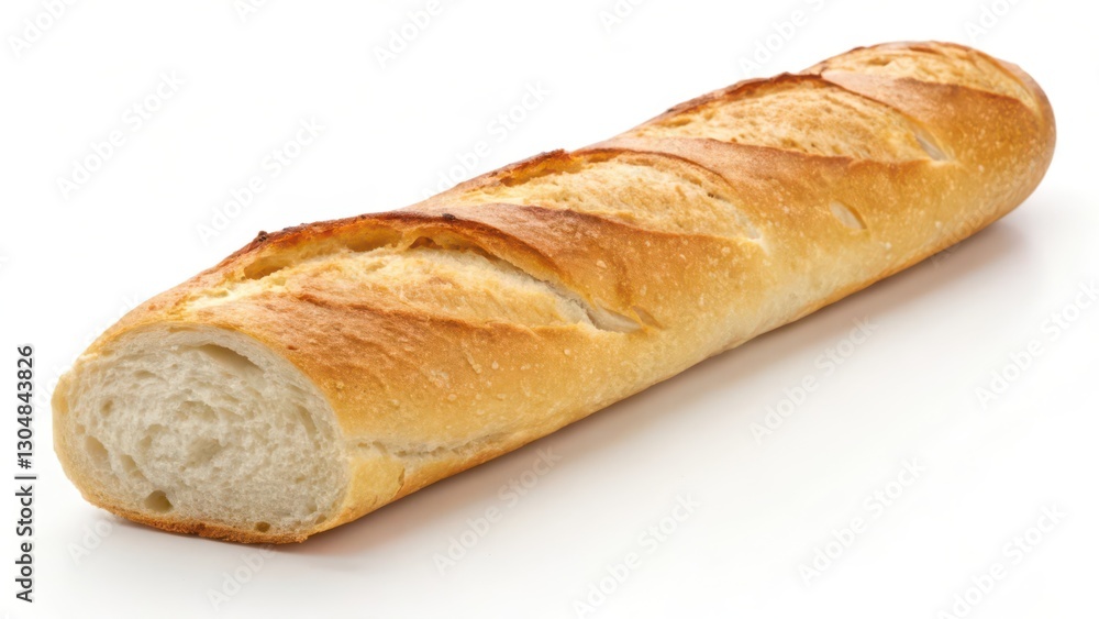 Crusty Bread Loaf on White Background Crusty Bread Loaf on White Background