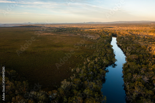 Aerial view of the Noosa River Everglades