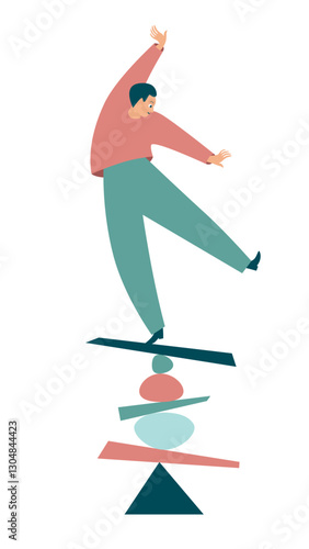 Keep The Balance, minimalistic vector illustration