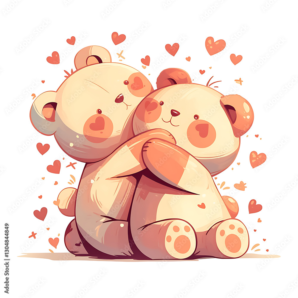 Obraz premium romantic and love-themed icons featuring heart-shaped gifts and other affectionate symbols, perfect for Valentine's Day and romantic celebrations.