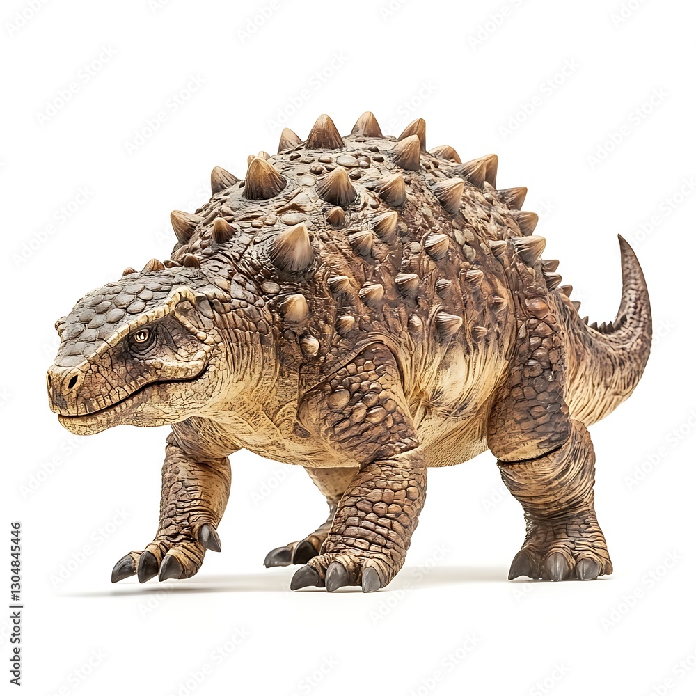 Obraz premium Ancient Armored Ankylosaurus: A detailed, lifelike depiction of an Ankylosaurus, showcasing its armored hide, bony plates, and imposing presence, evoking a sense of prehistoric wonder.