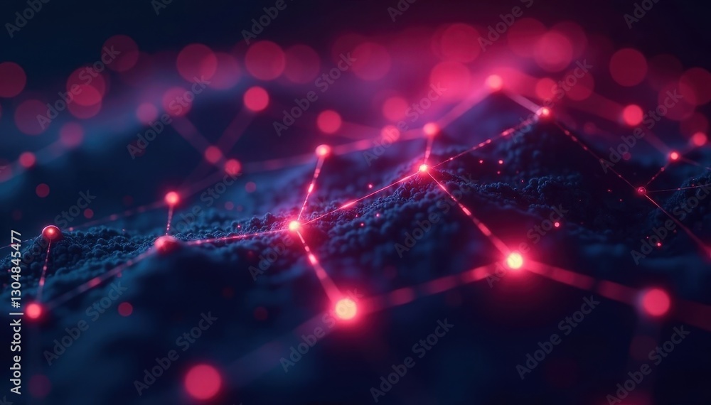 Fototapeta premium Abstract digital network, glowing nodes & lines, modern, wireframe, background