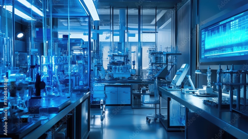 A futuristic laboratory filled with advanced technological equipment and glowing screens. A futuristic laboratory filled with advanced technological equipment and glowing screens.