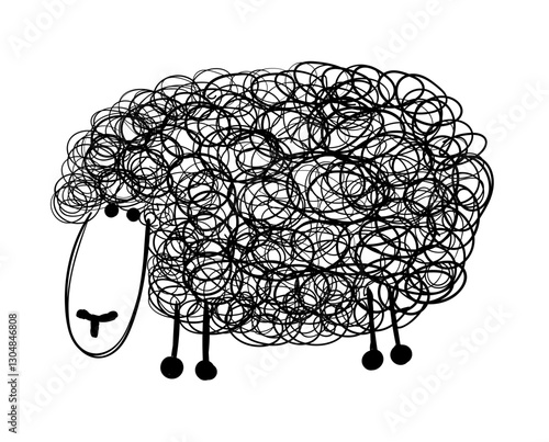 Funny black sheep, sketch for your design