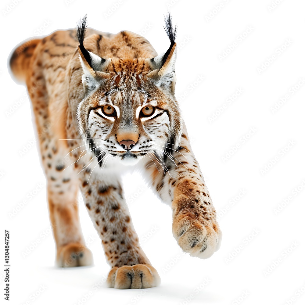 Lynx on the Prowl: A captivating shot of a lynx with intense eyes, stealthily approaching, embodying the raw power and elegance of the wild cat in its natural habitat. Lynx on the Prowl: A captivating shot of a lynx with intense eyes, stealthily approaching, embodying the raw power and elegance of the wild cat in its natural habitat.