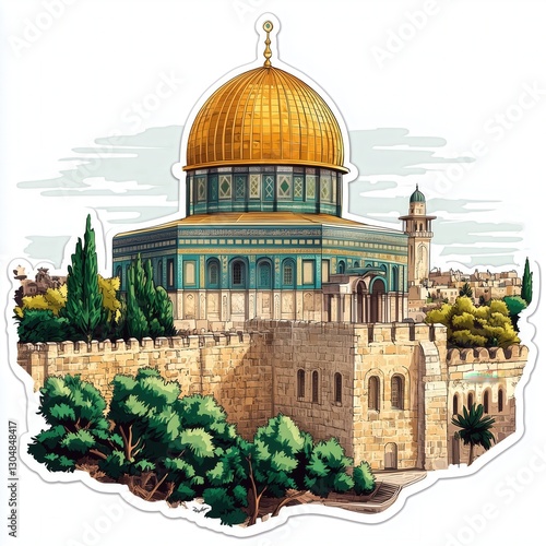 Vector Illustration: The Council at Jerusalem Sticker Logo, Clean White Background
