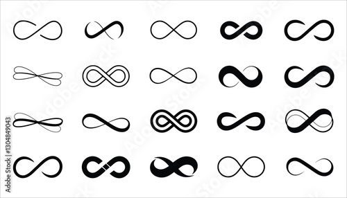 Infinity Symbol Icons Set. Endless Loop, Eternity, Limitless, Infinite Design Vector.