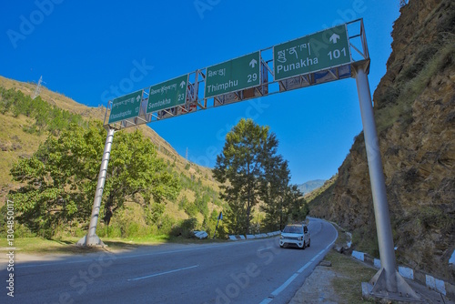 Highway linking Paro City to Thimphu City in Bhutan