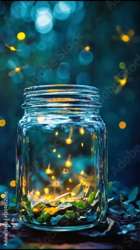 Firefly Jar - Night Forest Scene - Nature Beauty - Perfect for Desktop Backgrounds