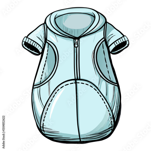 Light blue baby sleeping bag with zipper in cartoon style