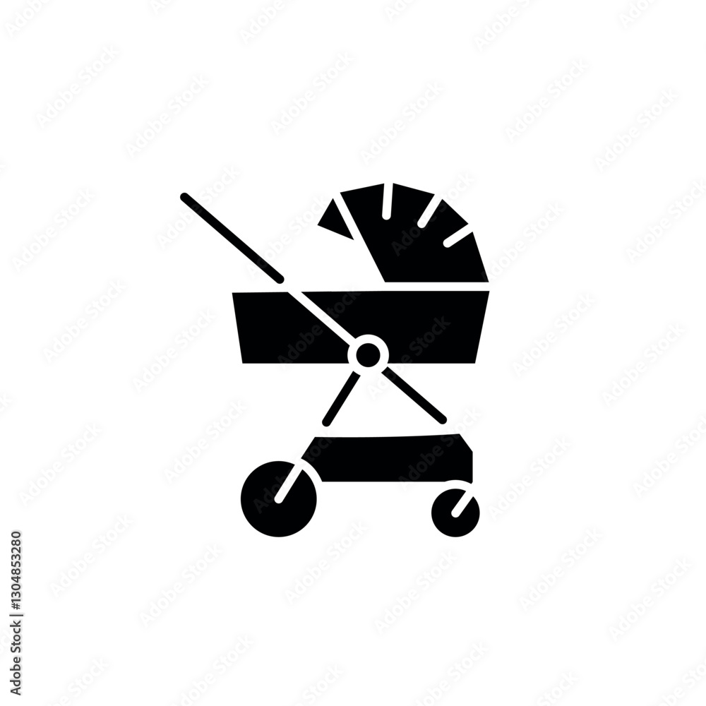 Stroller simple glyph icon. Vector solid isolated black illustration. Stroller simple glyph icon. Vector solid isolated black illustration.