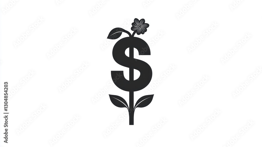 Growing money concept, plant and dollar sign, positive financial growth Growing money concept, plant and dollar sign, positive financial growth