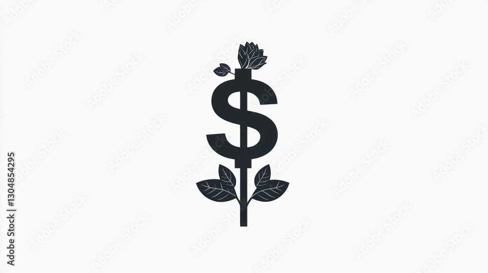 Dollar sign growing flower, investment, prosperity Dollar sign growing flower, investment, prosperity