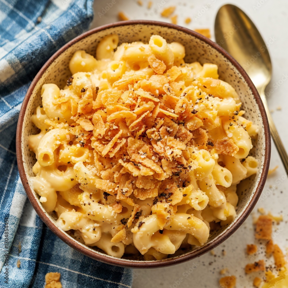 Macaroni and Cheese with Crispy Fried Onions. Macaroni and Cheese with Crispy Fried Onions.