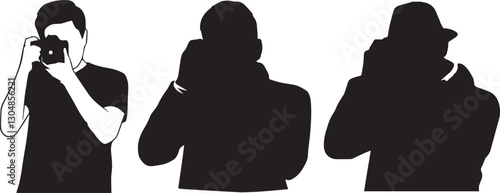 Three Silhouette Figures of Photographers and a Spy