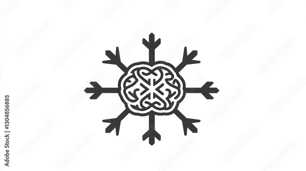 Fototapeta premium Abstract snowflake design, symmetrical, graphic element, for use in logos, posters, or digital media