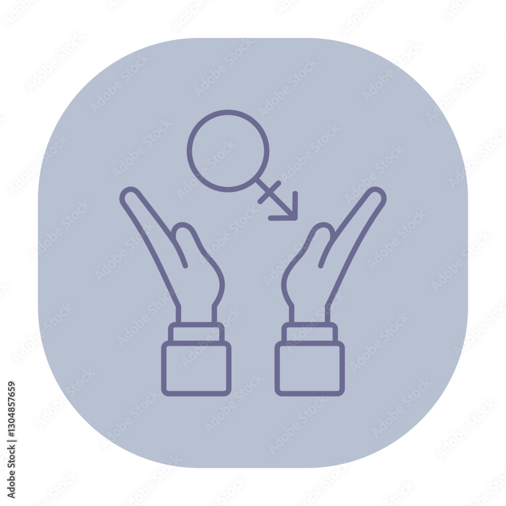 Two hands with gender symbol above, conveying inclusivity and awareness of gender issues. Dialogue and understanding in society concept Two hands with gender symbol above, conveying inclusivity and awareness of gender issues. Dialogue and understanding in society concept