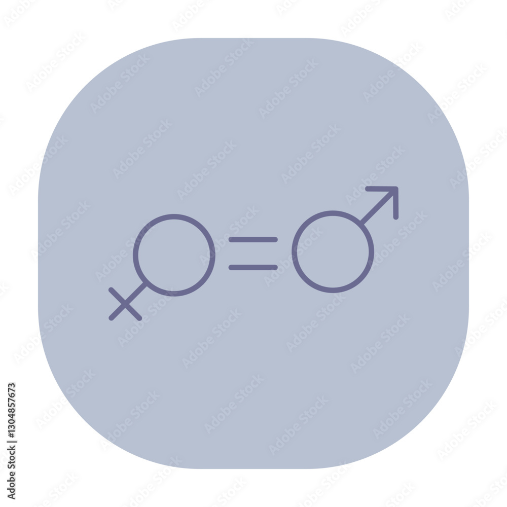 Line icon representing gender equality with symbols for male and female connected by equals sign. Balance and unity in gender representation Line icon representing gender equality with symbols for male and female connected by equals sign. Balance and unity in gender representation