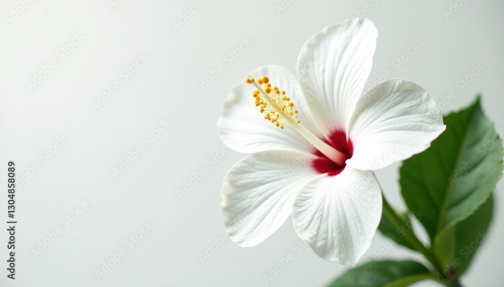 Pure white hibiscus, against stark background, flawless bloom , simple, image Pure white hibiscus, against stark background, flawless bloom , simple, image