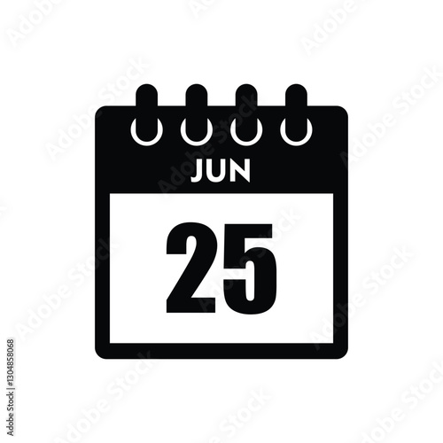 calender icon, 25 june icon with white background