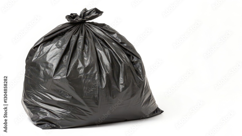 Black Garbage Bag on White Background Black Garbage Bag on White Background