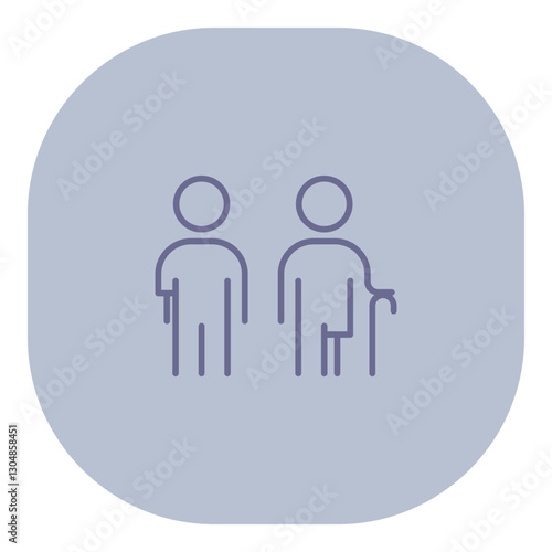 Icon of an amputees using prosthetic limbs and cane. Resilience and adaptation concept
