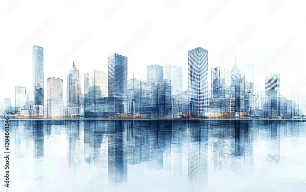 Fototapeta premium Urban city skyline showcasing a range of highrise buildings