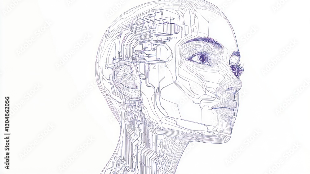 AI Woman's Head Profile, Circuitry, Technology, Concept, Digital Art, Stock Image, High Resolution, Futuristic AI Woman's Head Profile, Circuitry, Technology, Concept, Digital Art, Stock Image, High Resolution, Futuristic