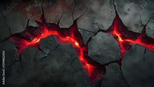 Cracked Lava Surface with Glowing Magma | Volcanic Rock Texture