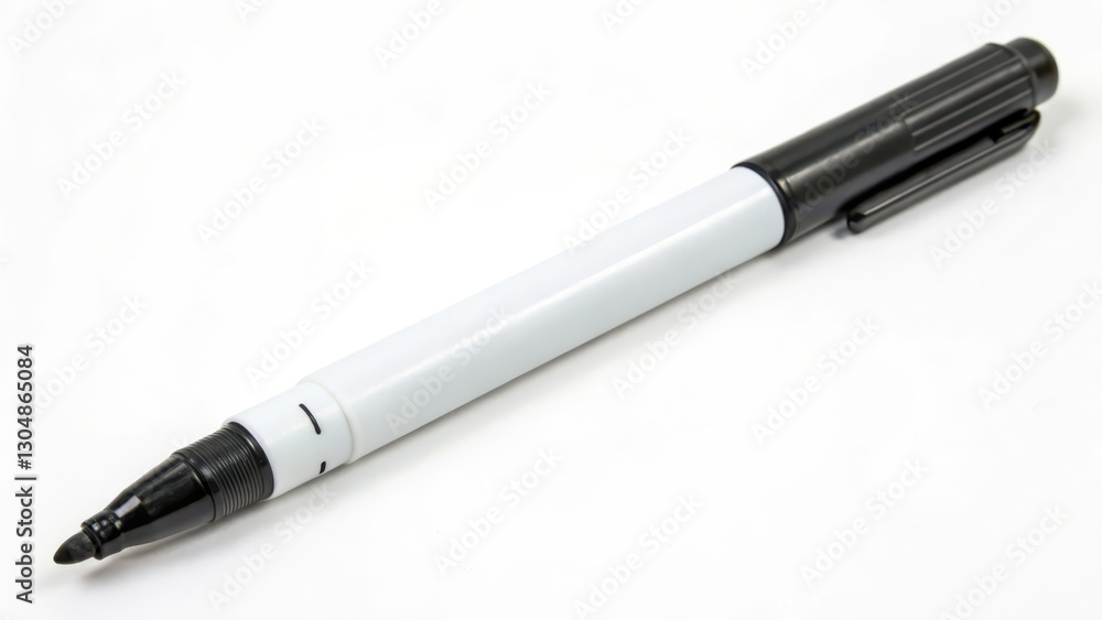 Black Fine-Tip Marker on White Background