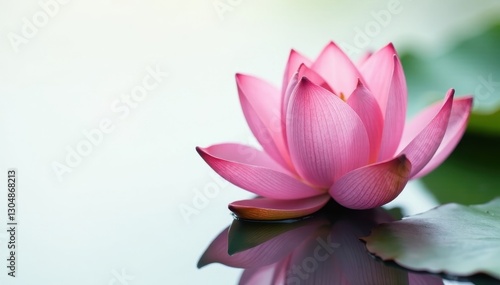 White background, elegant pink lotus with central heart shape, background, romantic, nature