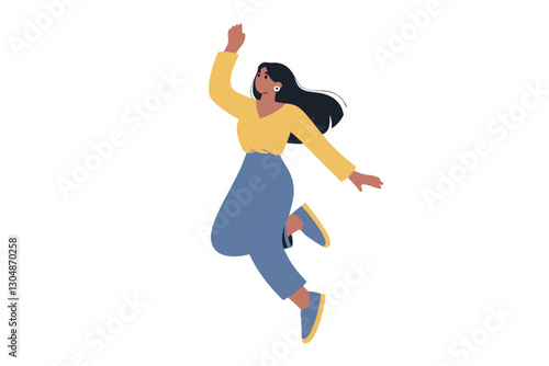 young woman jumping with joy