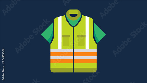 The school crossing guards fluorescent vest glows in the early morning light making her a beacon of safety for the students walking to school.. Vector illustration