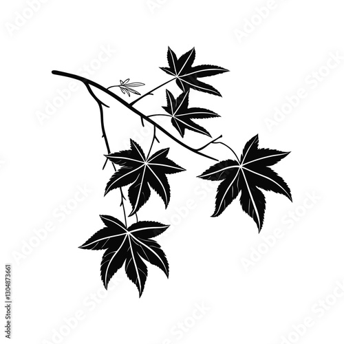 Set of Plant Pictograms, Liquidambar Styraciflua Tree Leaves vector art drawing