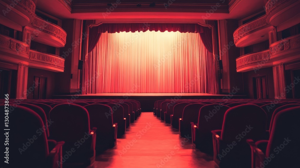 Fototapeta premium Soft, elegant lighting in an old-fashioned theater, casting a warm and inviting glow on stage.