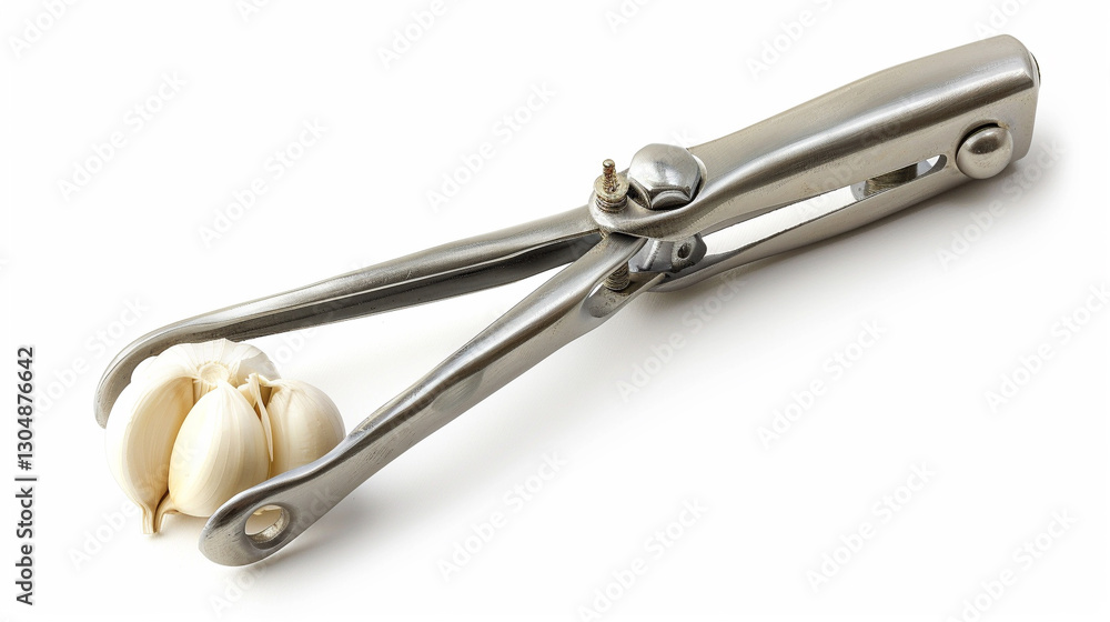Garlic Press on an isolated white background, object focused, png, stock image, hd quality, Garlic Press on an isolated white background, object focused, png, stock image, hd quality,