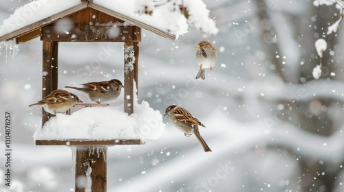 Wallpaper Mural Sparrows in Winter Wonderland Torontodigital.ca