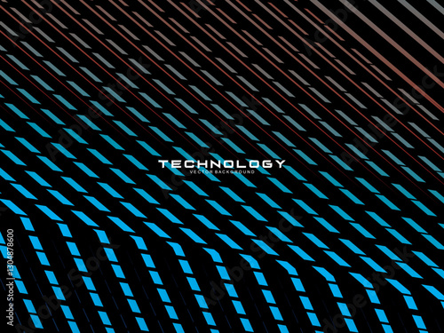 Black background digital technology speed pattern with gradient blue pattern, nano cyber information, future technology data innovation, internet network connection, modern line point illustration.