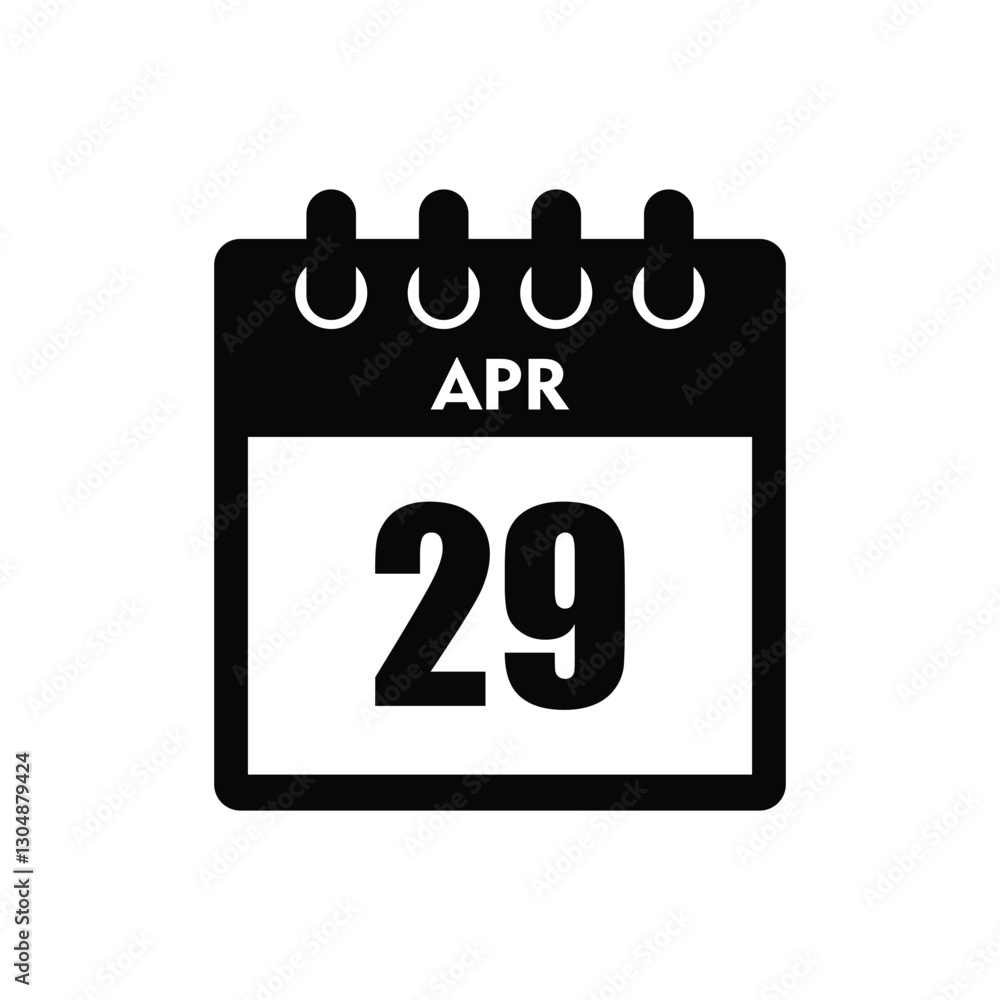 calender icon, 29 april icon with white background calender icon, 29 april icon with white background