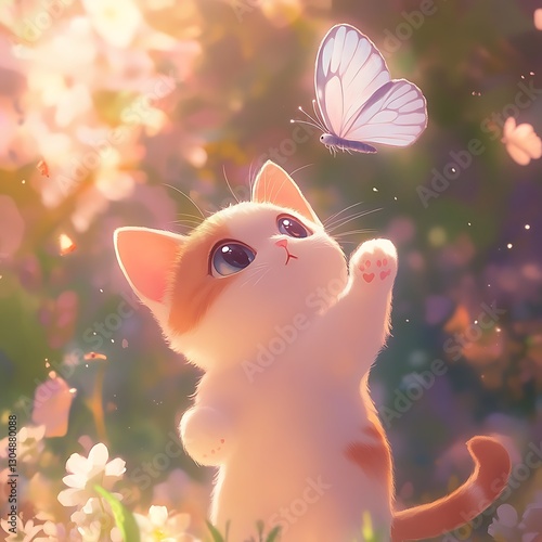 A cute, magical bunny with fluffy ears and a tiny wizard hat