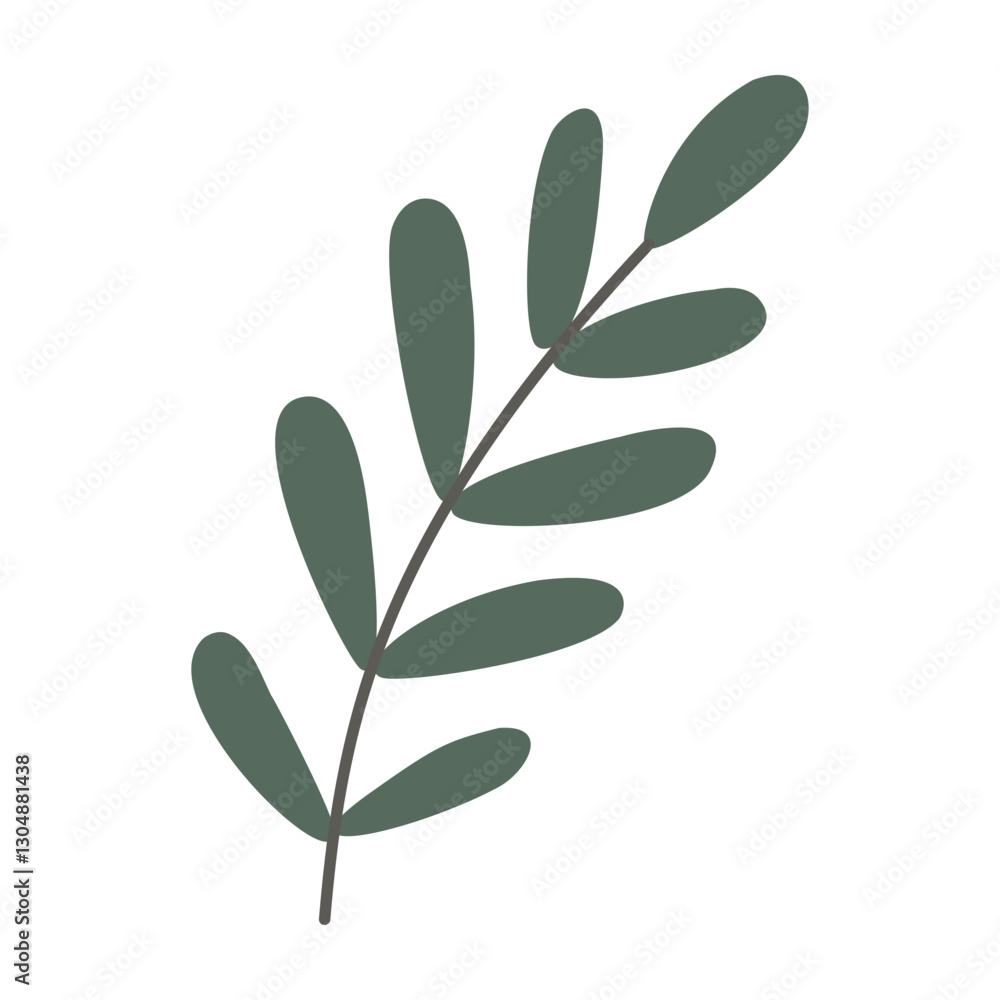 Obraz premium Leaves on a branch, colored. Cute illustration, vector, color, simple