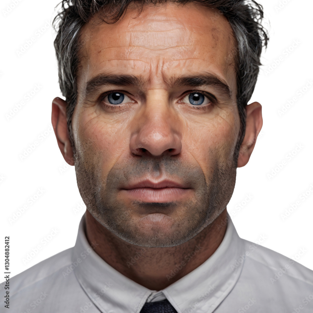 Obraz premium portrait of a handsome man. portrait of a man with a shield on a transparent background. man in a white shirt