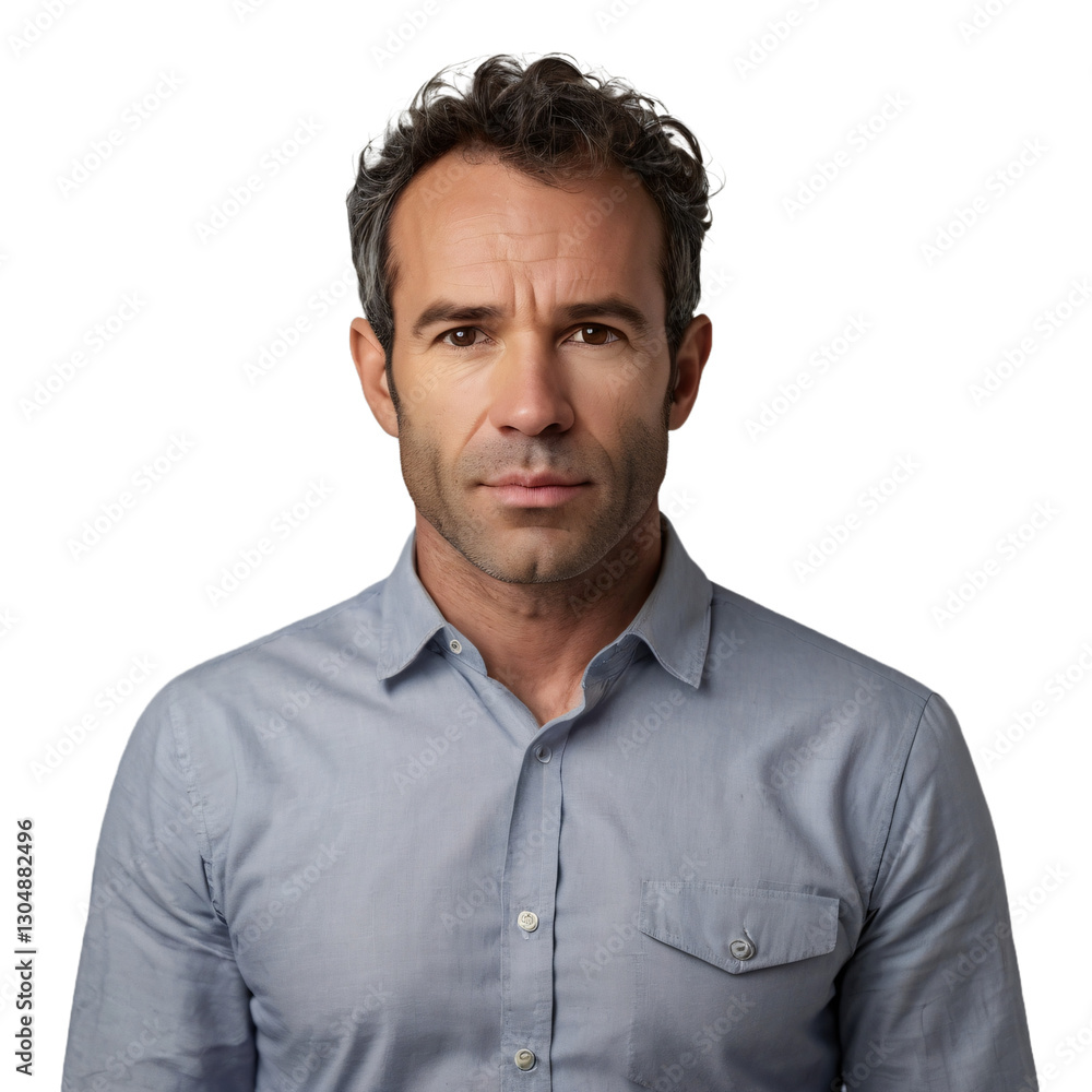 man in a shirt looking straight ahead on a transparent background man in a shirt looking straight ahead on a transparent background