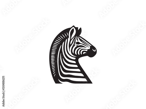 Wallpaper Mural black and white zebra.Elegant black and white zebra head profile design.A stylized, profile view of a zebra's head. Torontodigital.ca