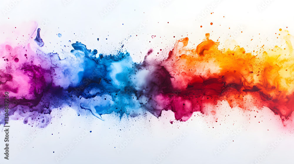 Fototapeta premium Vibrant Rainbow Ink Splashes Abstract Art Background