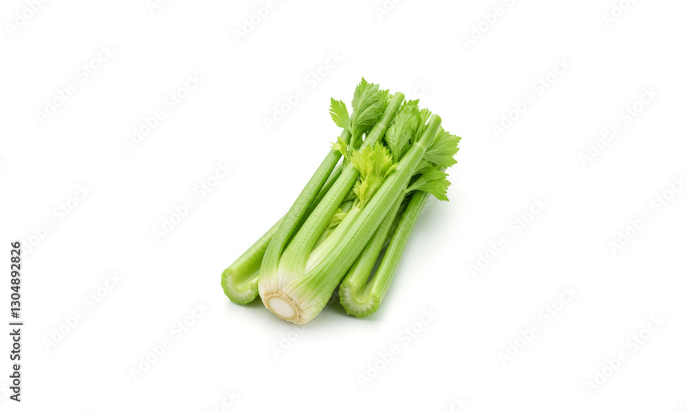 Fresh Celery Stalks Isolated on Pure White Background Fresh Celery Stalks Isolated on Pure White Background