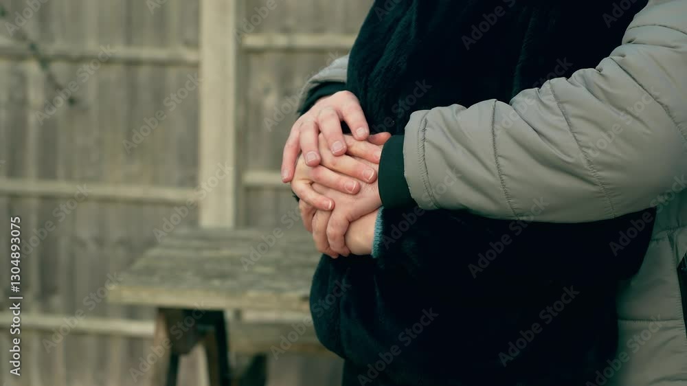 Hands gently intertwined, arms wrapping around in loving embrace. Special family occasions, celebrating joy, couple appreciating time together, husband and wife. Fingers clasping tightly, arms Hands gently intertwined, arms wrapping around in loving embrace. Special family occasions, celebrating joy, couple appreciating time together, husband and wife. Fingers clasping tightly, arms