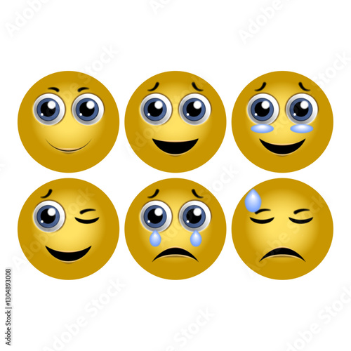 Ensemble de caractères 3D de type emoji isolés sur fond blanc