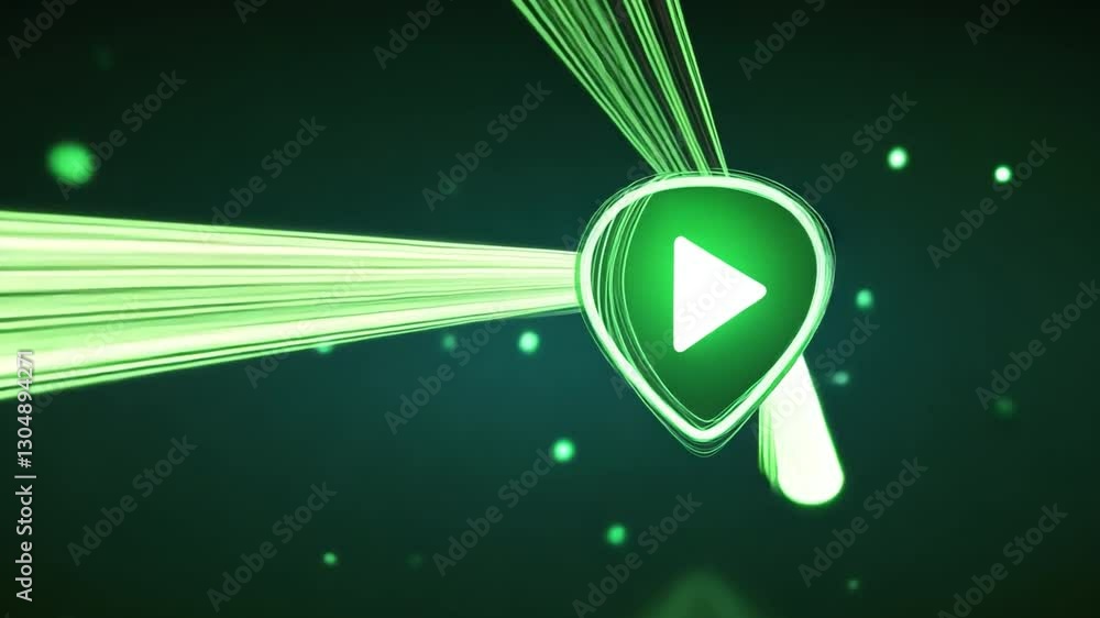 Emerging Button Digital Green: Abstract 3D render of a futuristic digital green play ...
