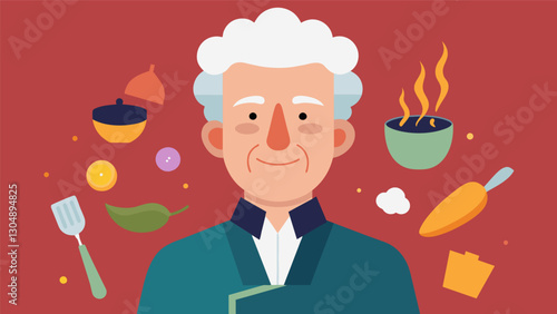 Through his blog this retired food critic shares his love for traditional recipes and techniques passing on classic culinary knowledge to a new generation.. Vector illustration